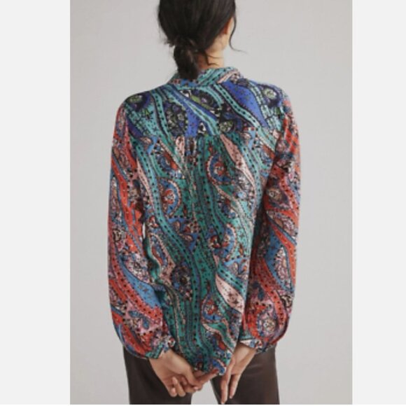 Anthropologie Maeve The Paz Buttondown Shirt / top, colorful print, relaxed fit - Picture 2 of 8